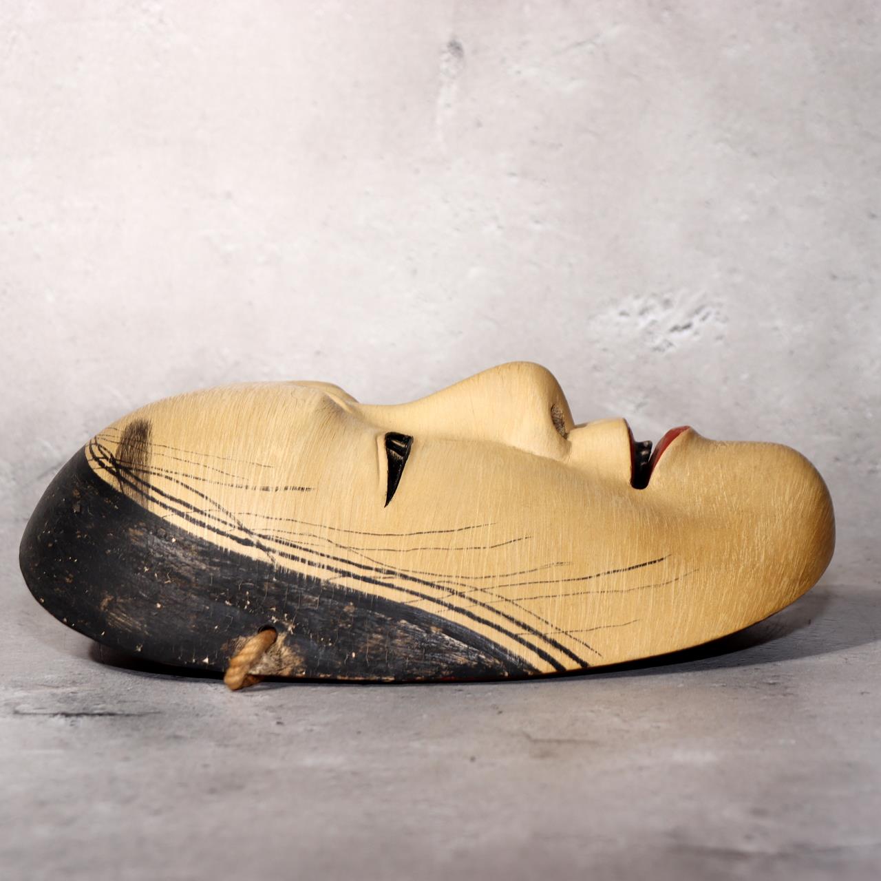 Japanese Noh Mask Jissun-gami Old Woman No Eyebrows Type Wooden Hand-Carved Trad17