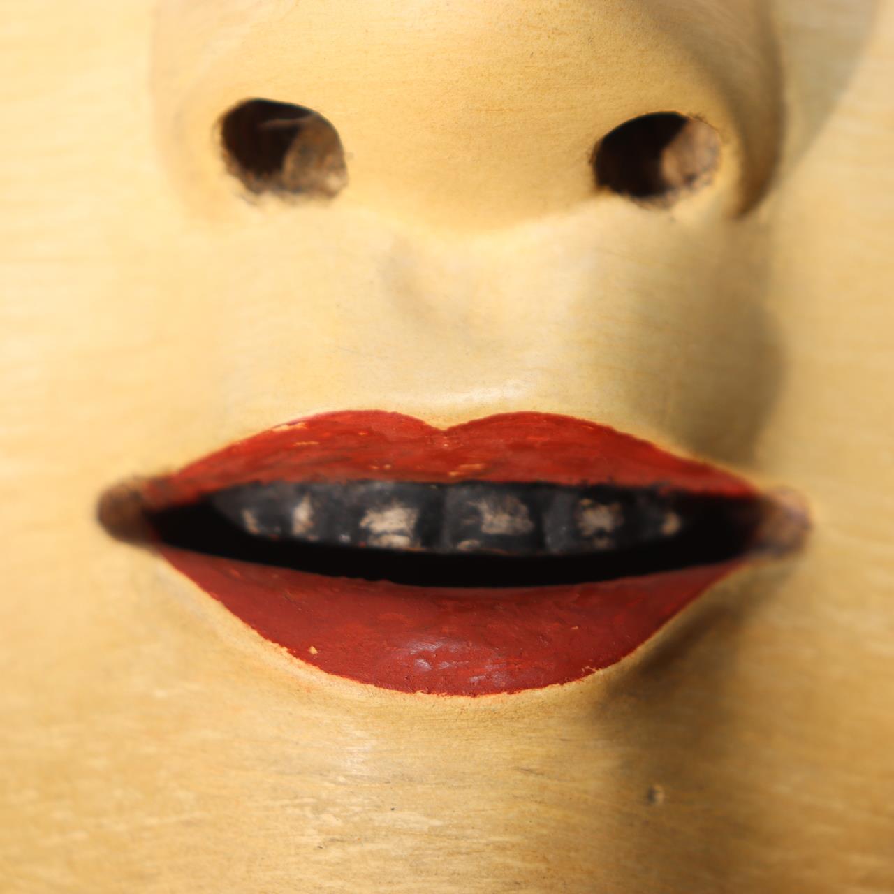 Japanese Noh Mask Jissun-gami Old Woman No Eyebrows Type Wooden Hand-Carved Trad7