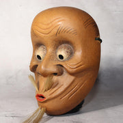 Japanese Wooden Noh Mask Okina Old Man Hand Carved Traditional Theater1