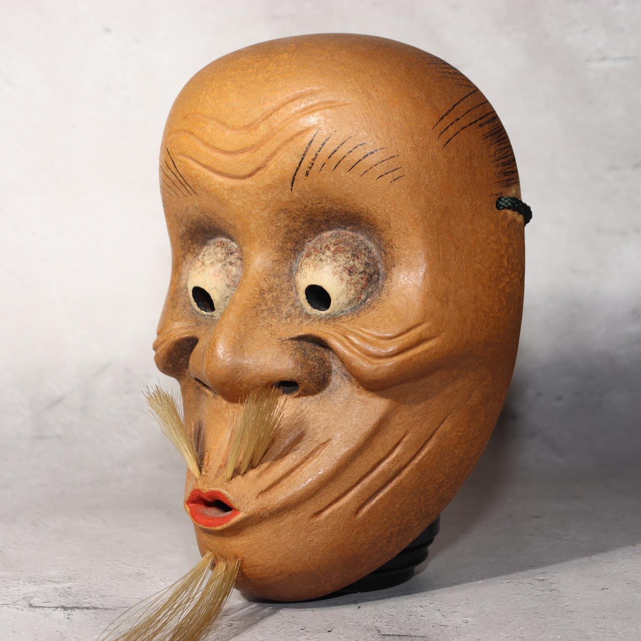 Japanese Wooden Noh Mask Okina Old Man Hand Carved Traditional Theater1