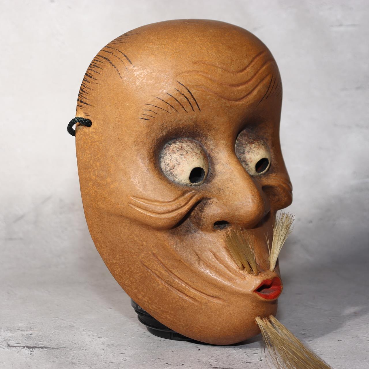 Japanese Wooden Noh Mask Okina Old Man Hand Carved Traditional Theater2