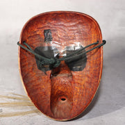 Japanese Wooden Noh Mask Okina Old Man Hand Carved Traditional Theater3