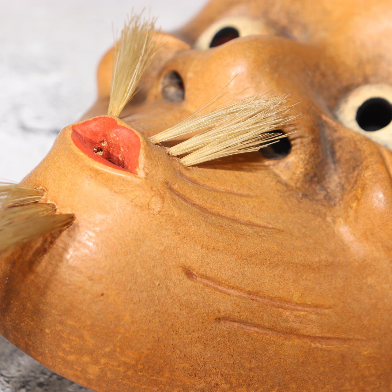 Japanese Wooden Noh Mask Okina Old Man Hand Carved Traditional Theater11