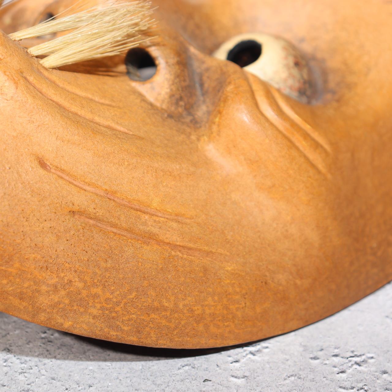 Japanese Wooden Noh Mask Okina Old Man Hand Carved Traditional Theater12