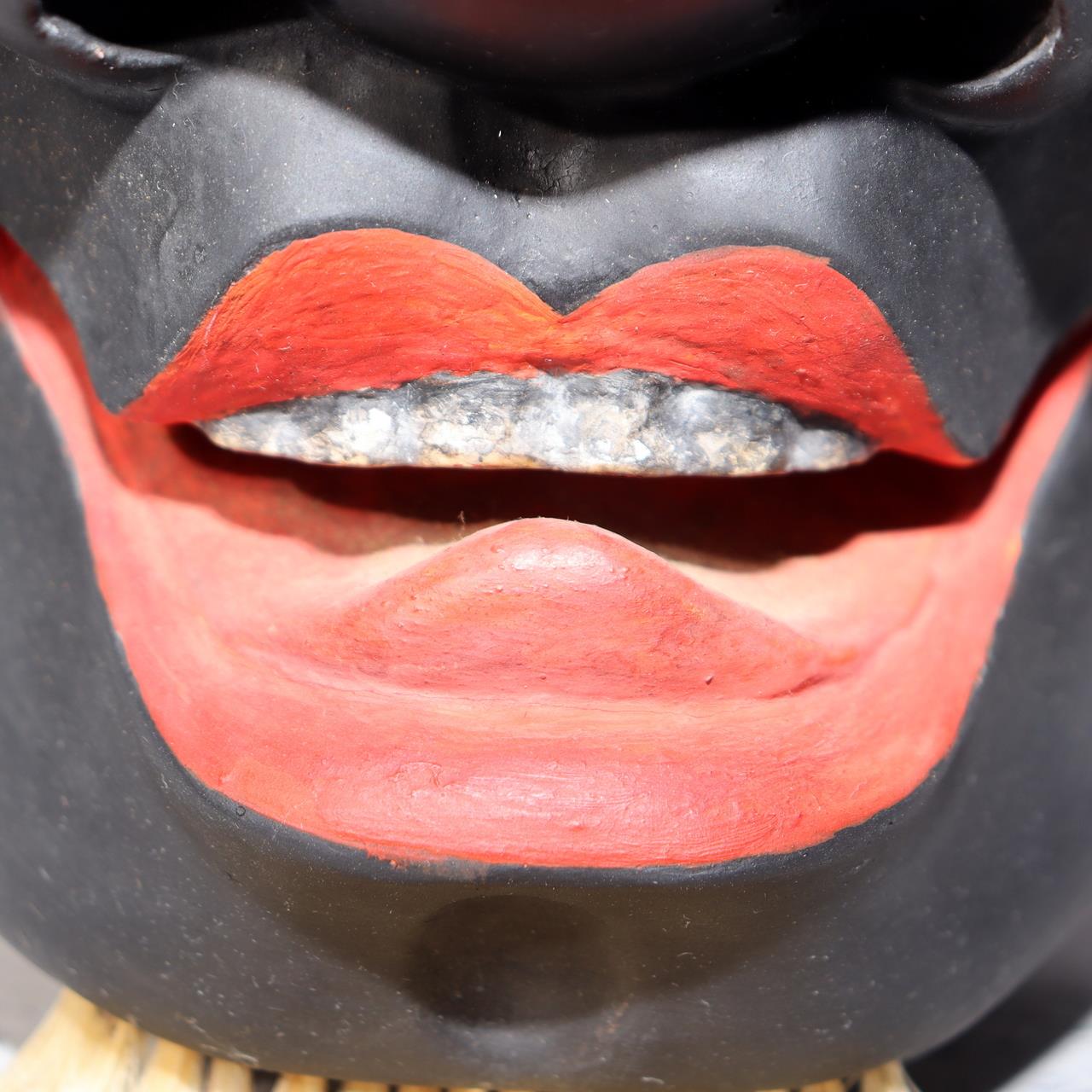 Japanese Wooden Noh Mask Daikoku God of Fortune Black Lacquer Hand Carved7