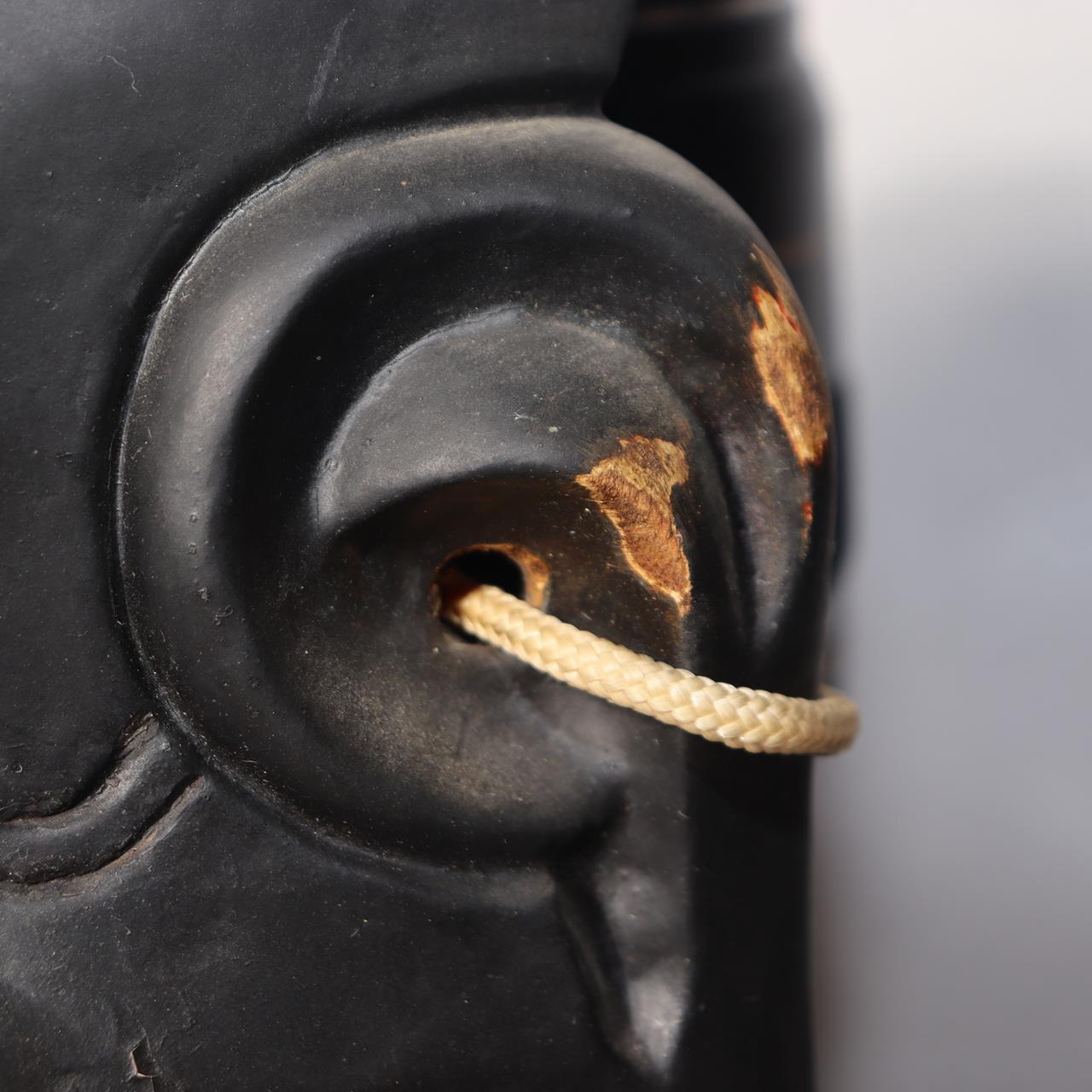 Japanese Wooden Noh Mask Daikoku God of Fortune Black Lacquer Hand Carved13