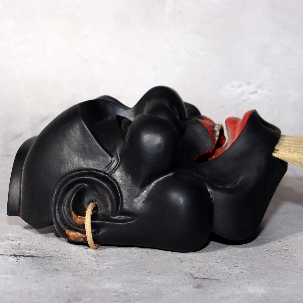 Japanese Wooden Noh Mask Daikoku God of Fortune Black Lacquer Hand Carved16