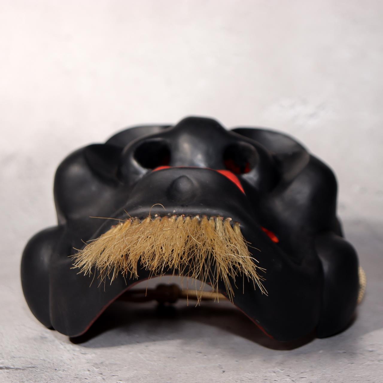 Japanese Wooden Noh Mask Daikoku God of Fortune Black Lacquer Hand Carved17