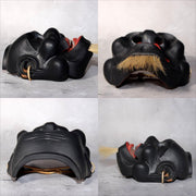Japanese Wooden Noh Mask Daikoku God of Fortune Black Lacquer Hand Carved4