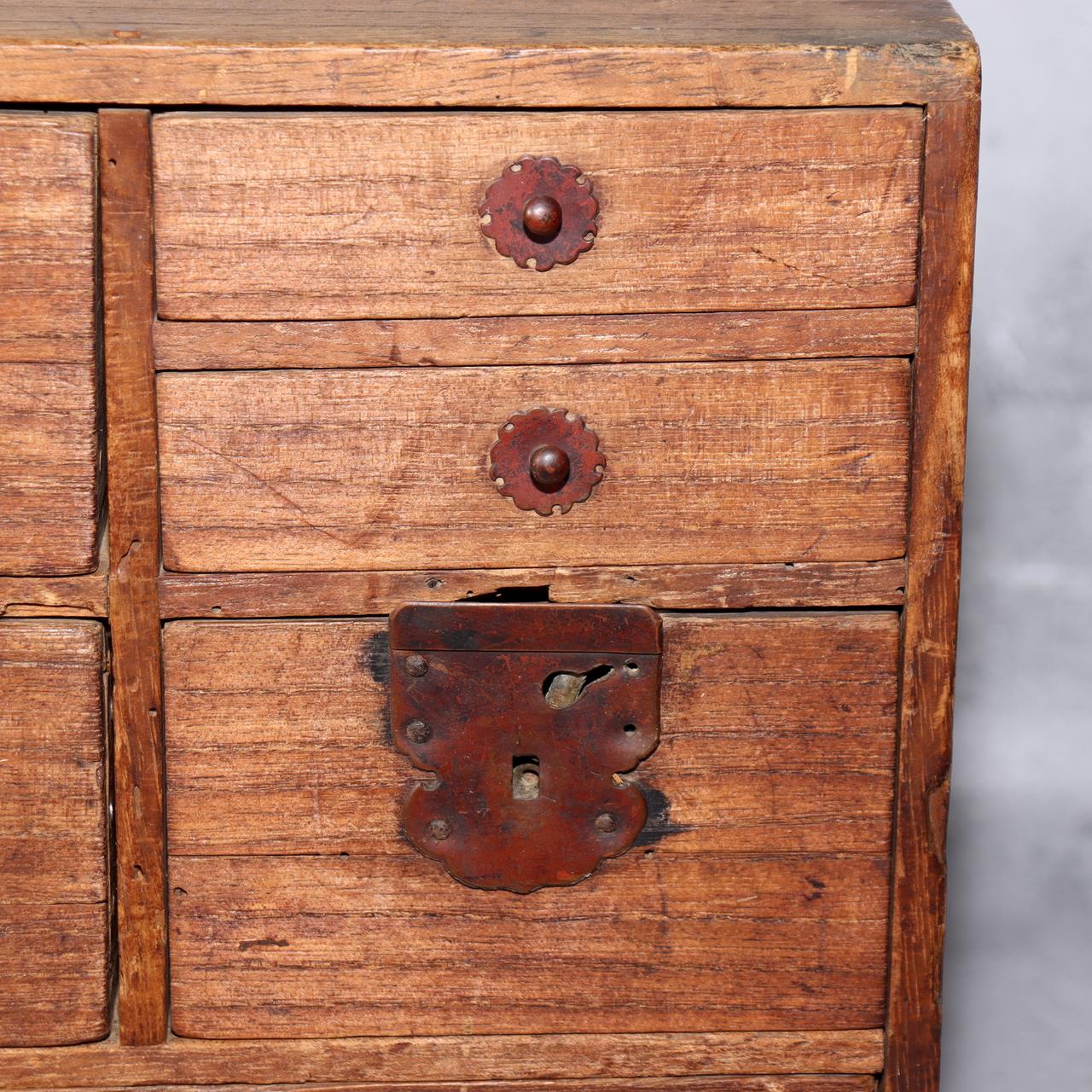 Japanese Antique Wooden Tansu Chest Drawers Storage Box Meiji Furniture WBX32510