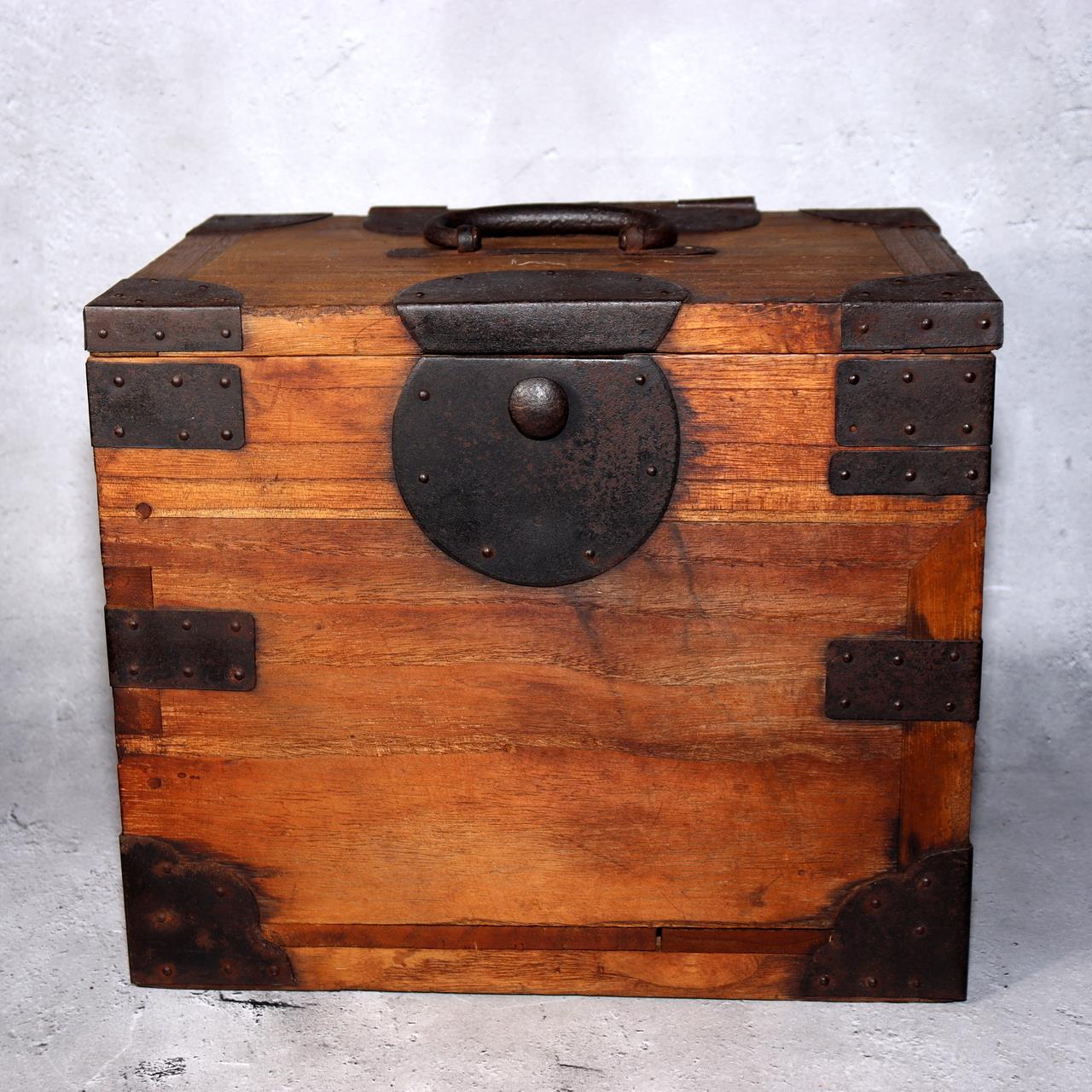 Japanese Antique wooden Kake Suzuribako inkstone box Funa Tansu drawer WBX3271