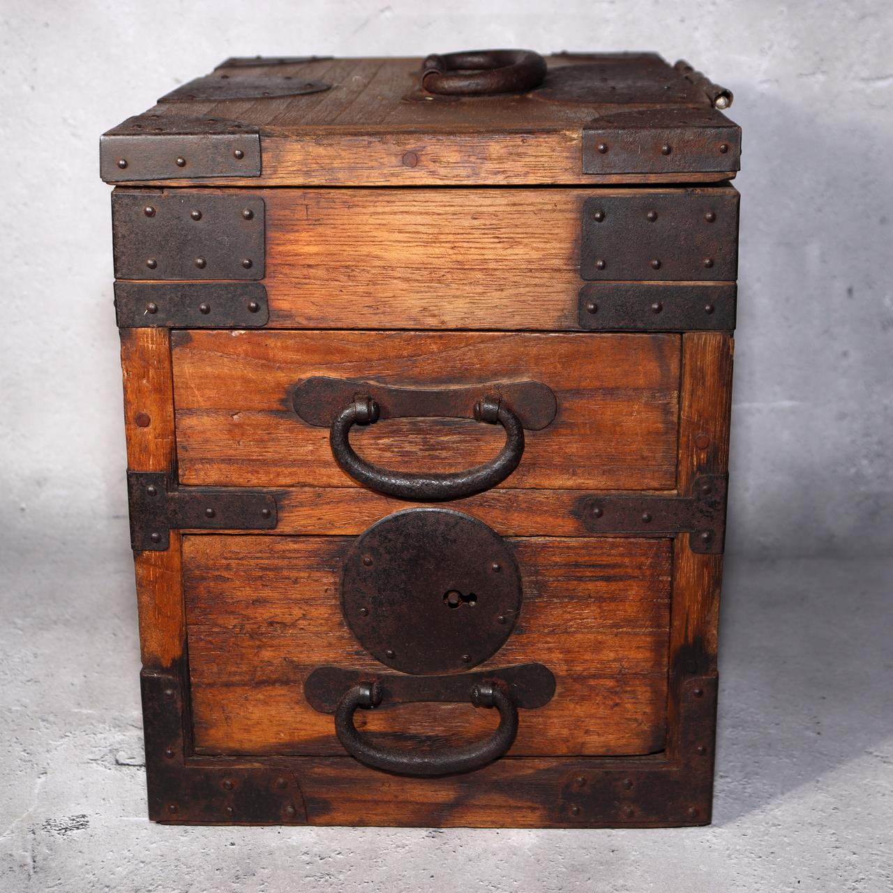 Japanese Antique wooden Kake Suzuribako inkstone box Funa Tansu drawer WBX3272