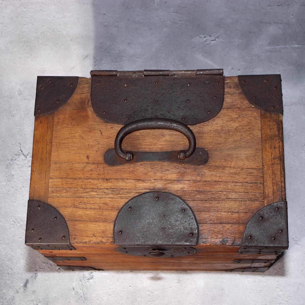 Japanese Antique wooden Kake Suzuribako inkstone box Funa Tansu drawer WBX3275