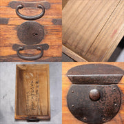 Japanese Antique wooden Kake Suzuribako inkstone box Funa Tansu drawer WBX3279