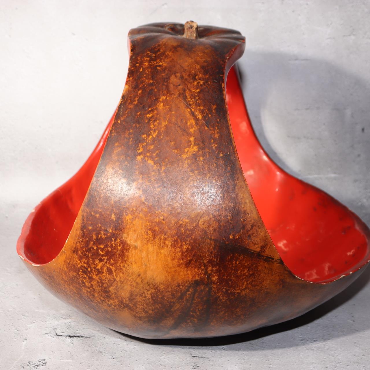 Japanese Lacquered Gourd Basket Fukube Sumitori Tea Ceremony Art Object Interior1