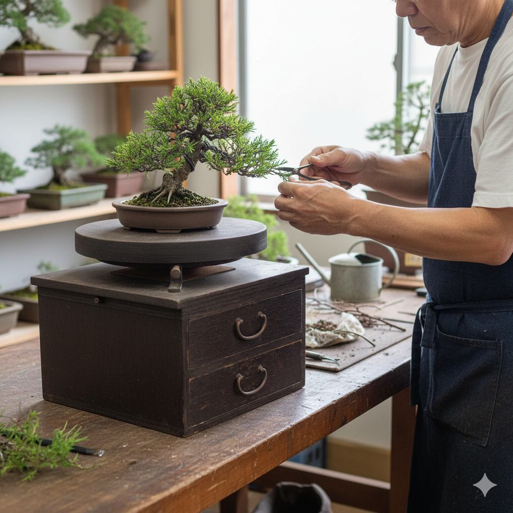 Japanese Antique Wooden Rotating Stand Pottery Work Table Tansu Chest Drawers21