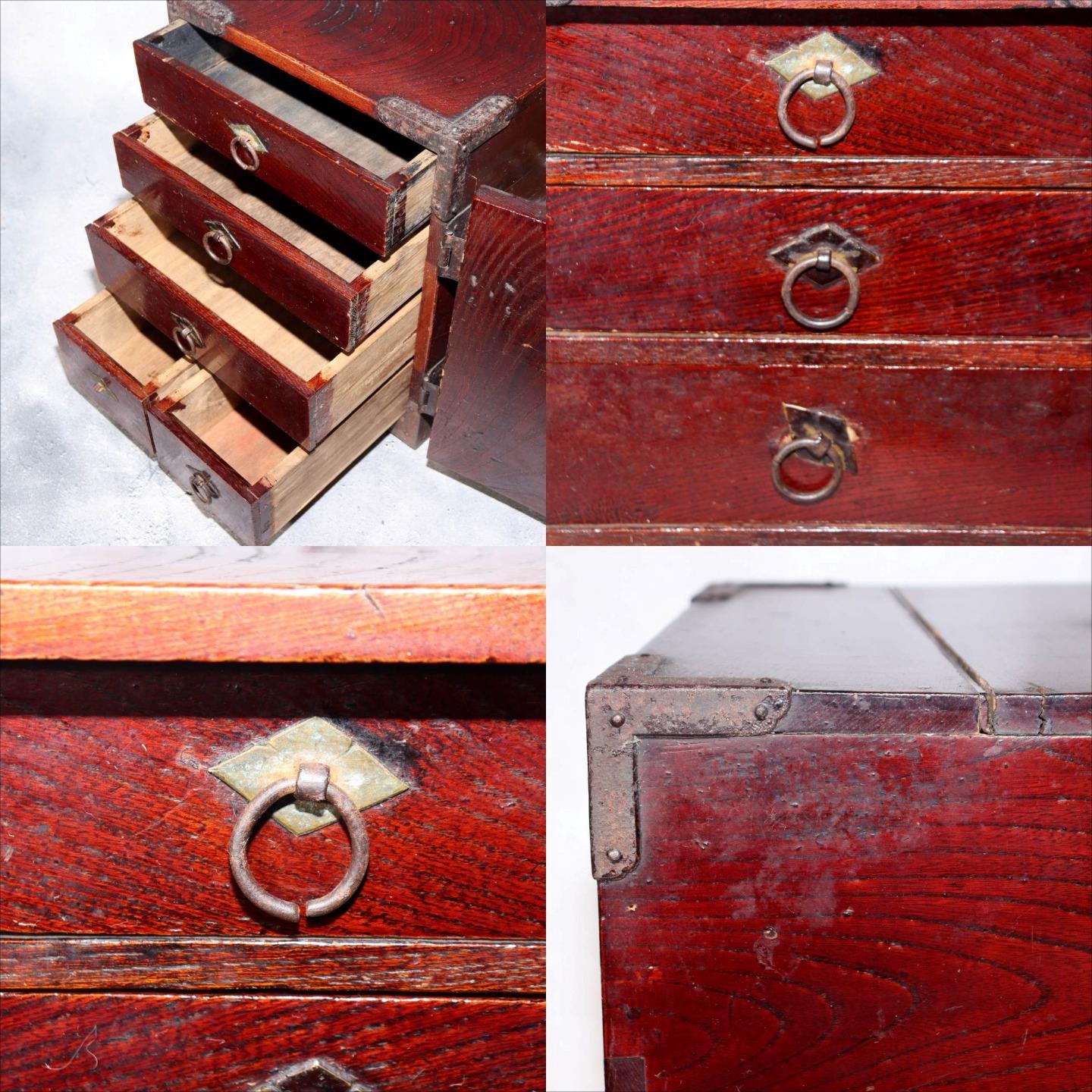 Japanese Antique Wooden Funa Tansu Chest 5 Drawers Merchant Ship Box Meiji7