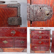 Japanese Antique Wooden Funa Tansu Chest 5 Drawers Merchant Ship Box Meiji6