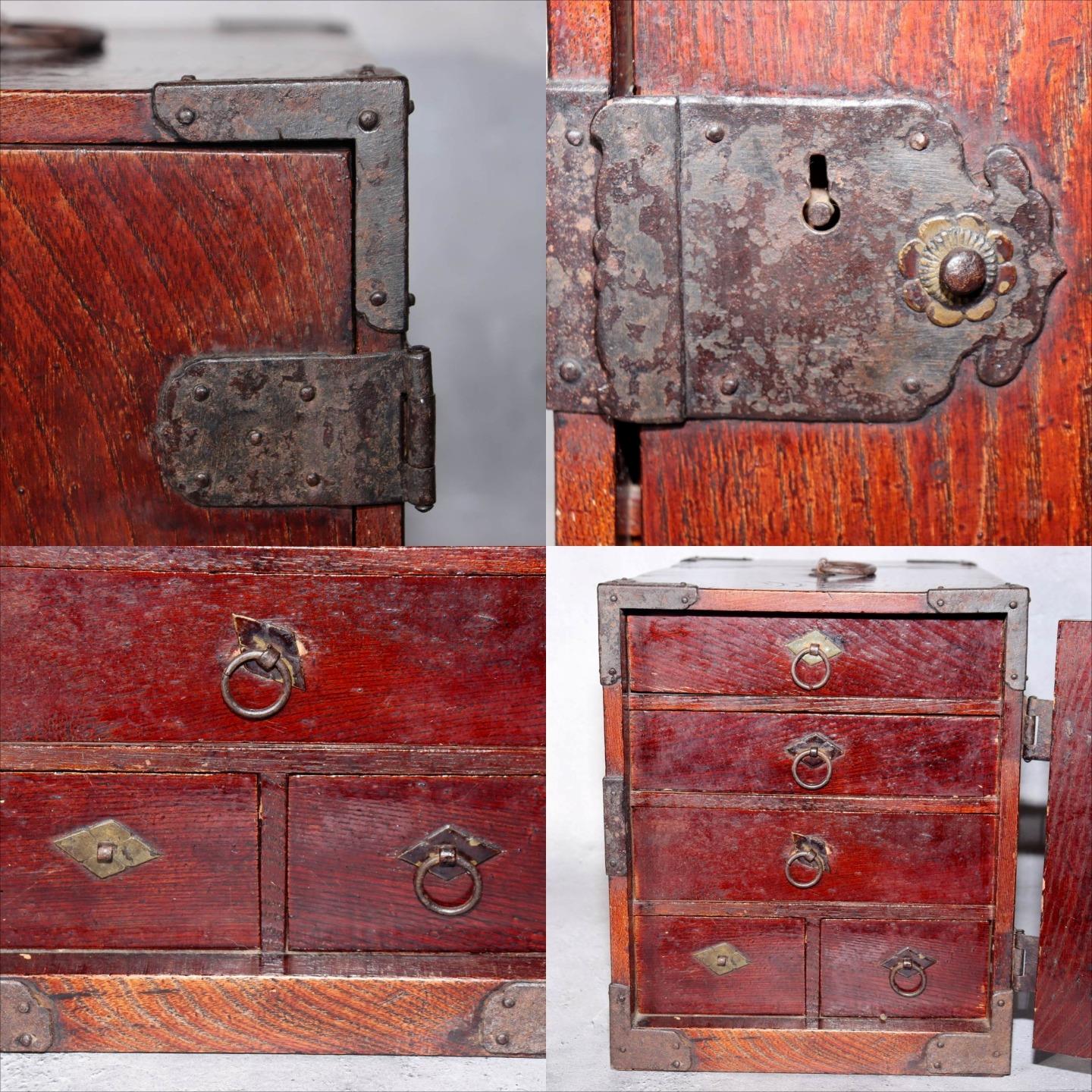 Japanese Antique Wooden Funa Tansu Chest 5 Drawers Merchant Ship Box Meiji6