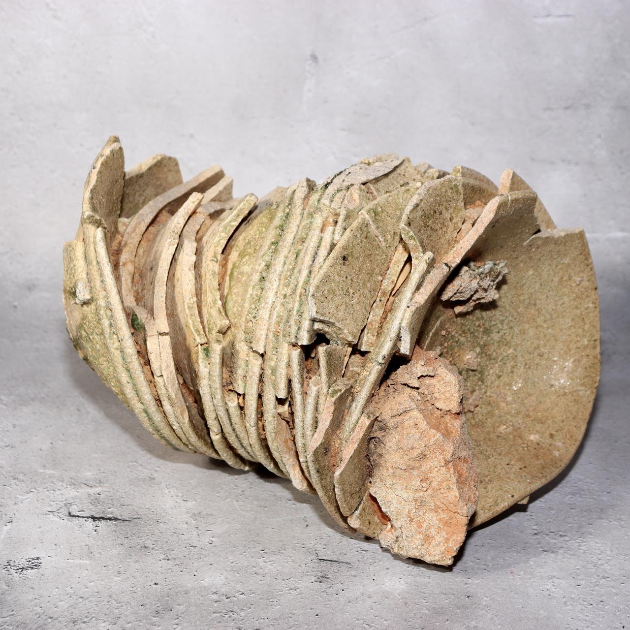 Japanese Antique Yama Chawan Gray Glazed Yama Chawan Fragment Pottery PCP270 -21