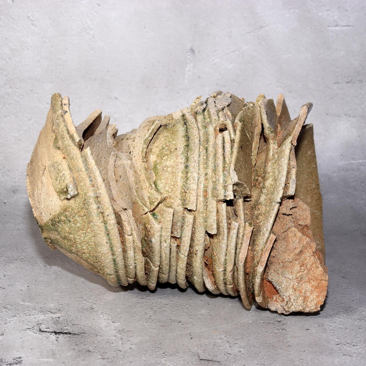 Japanese Antique Yama Chawan Gray Glazed Yama Chawan Fragment Pottery PCP270 -22