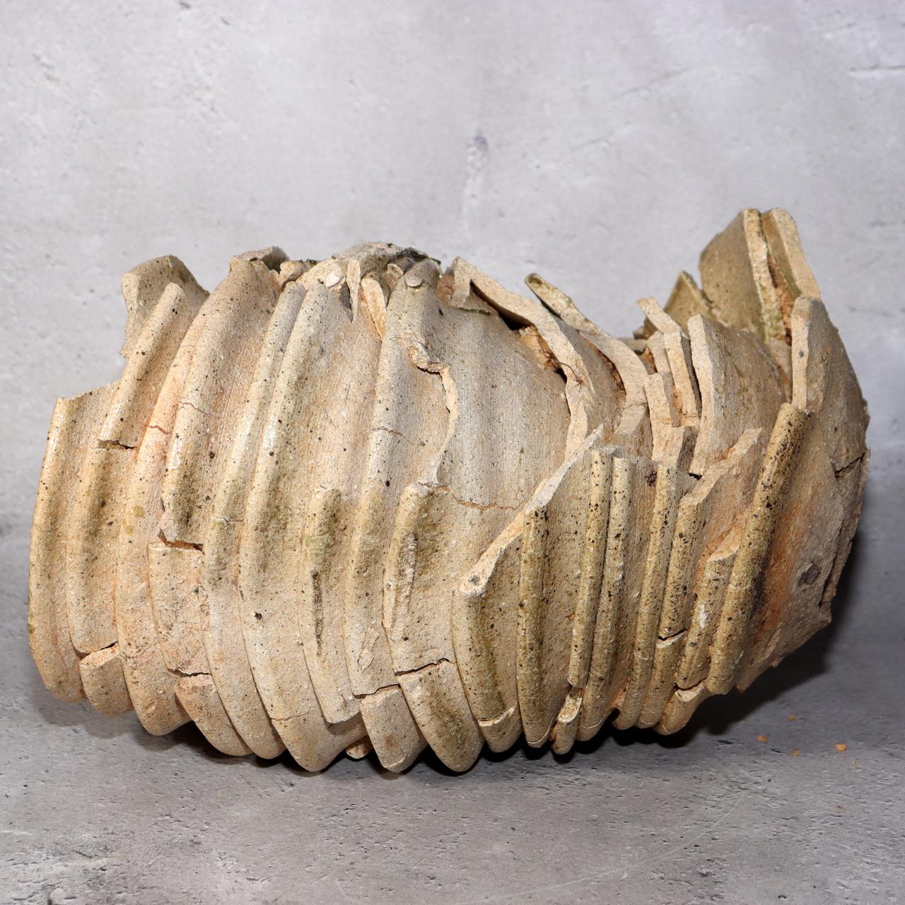 Japanese Antique Yama Chawan Gray Glazed Yama Chawan Fragment Pottery PCP270 -24