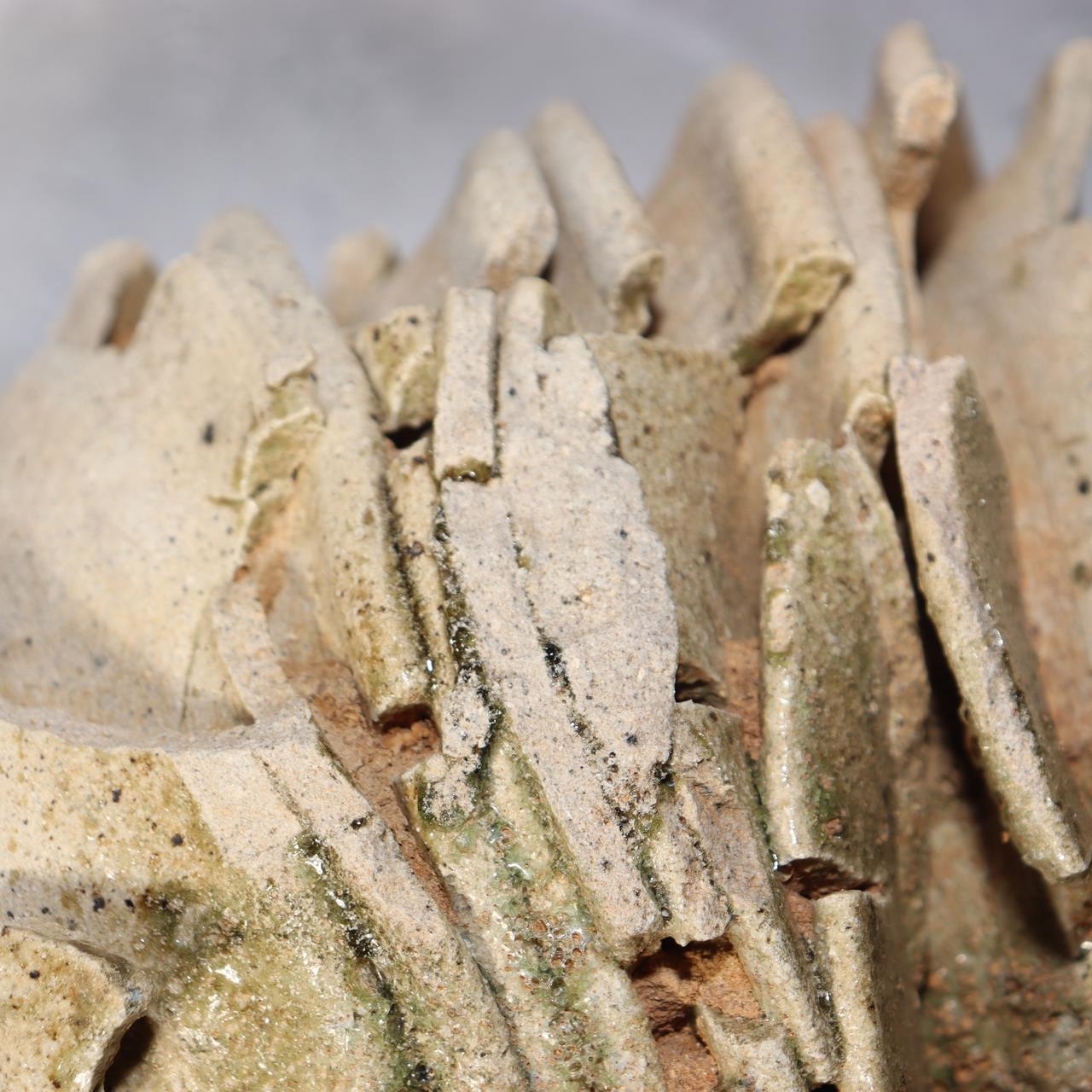 Japanese Antique Yama Chawan Gray Glazed Yama Chawan Fragment Pottery PCP270 -214