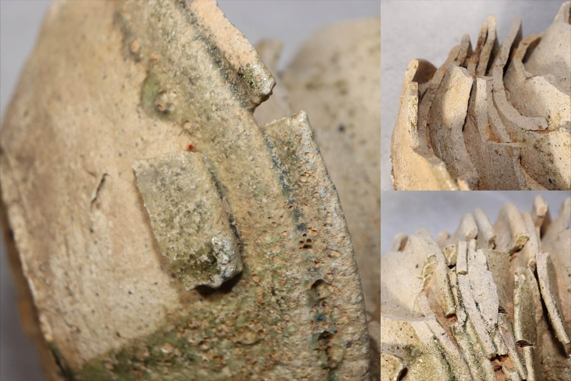 Japanese Antique Yama Chawan Gray Glazed Yama Chawan Fragment Pottery PCP270 -29