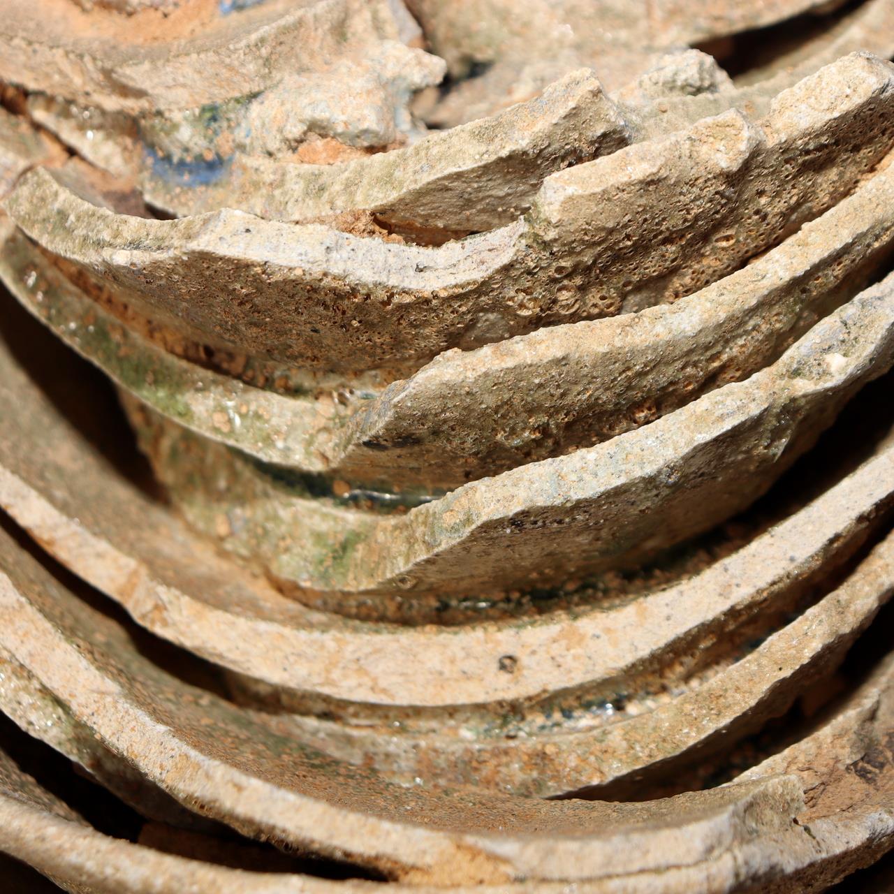 Japanese Antique Sanage Kiln Gray Glazed Yama Chawan Fragment Pottery PCP270 -37