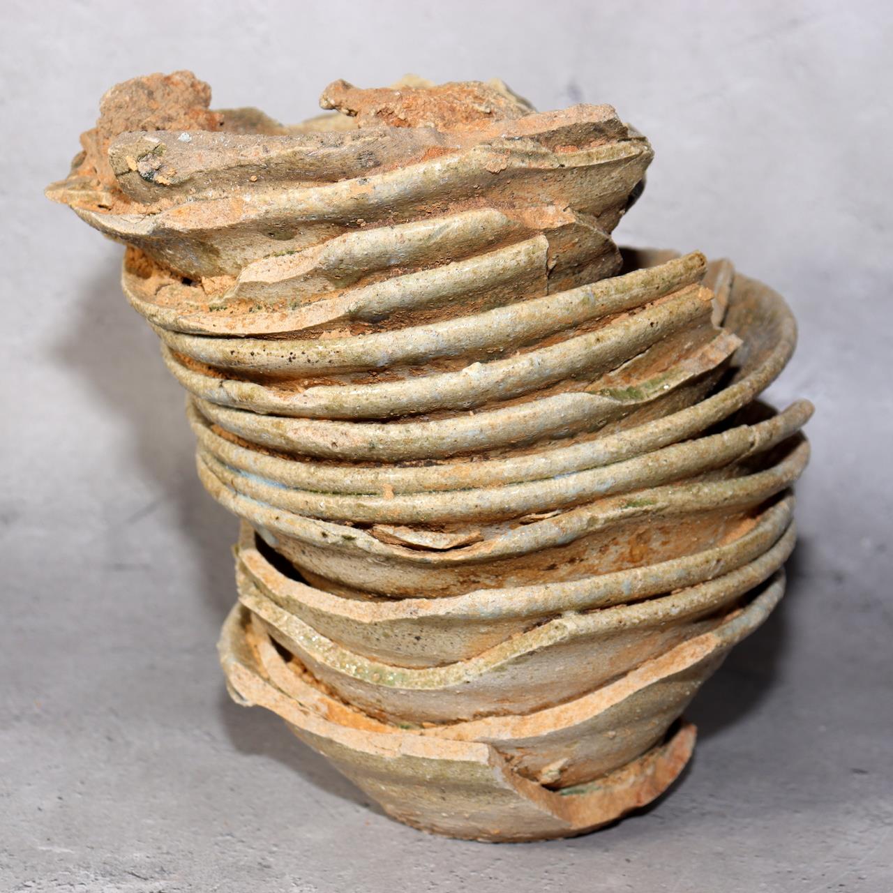 Japanese Antique Sanage Kiln Gray Glazed Yama Chawan Fragment Pottery PCP270 -31