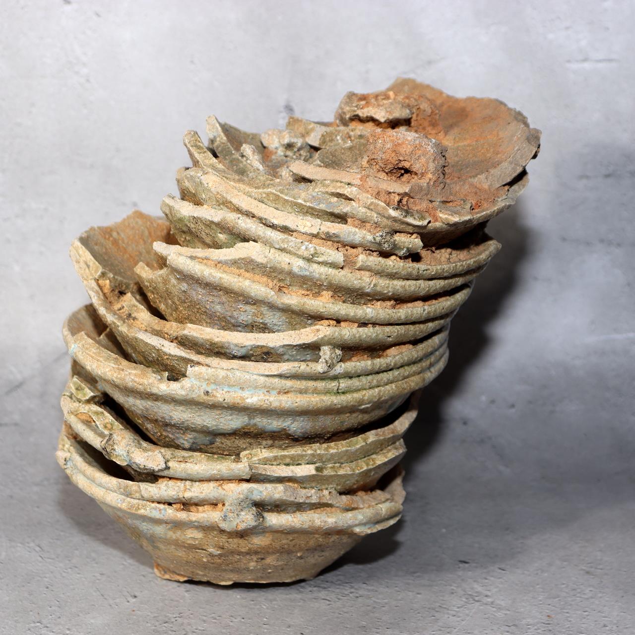 Japanese Antique Sanage Kiln Gray Glazed Yama Chawan Fragment Pottery PCP270 -33