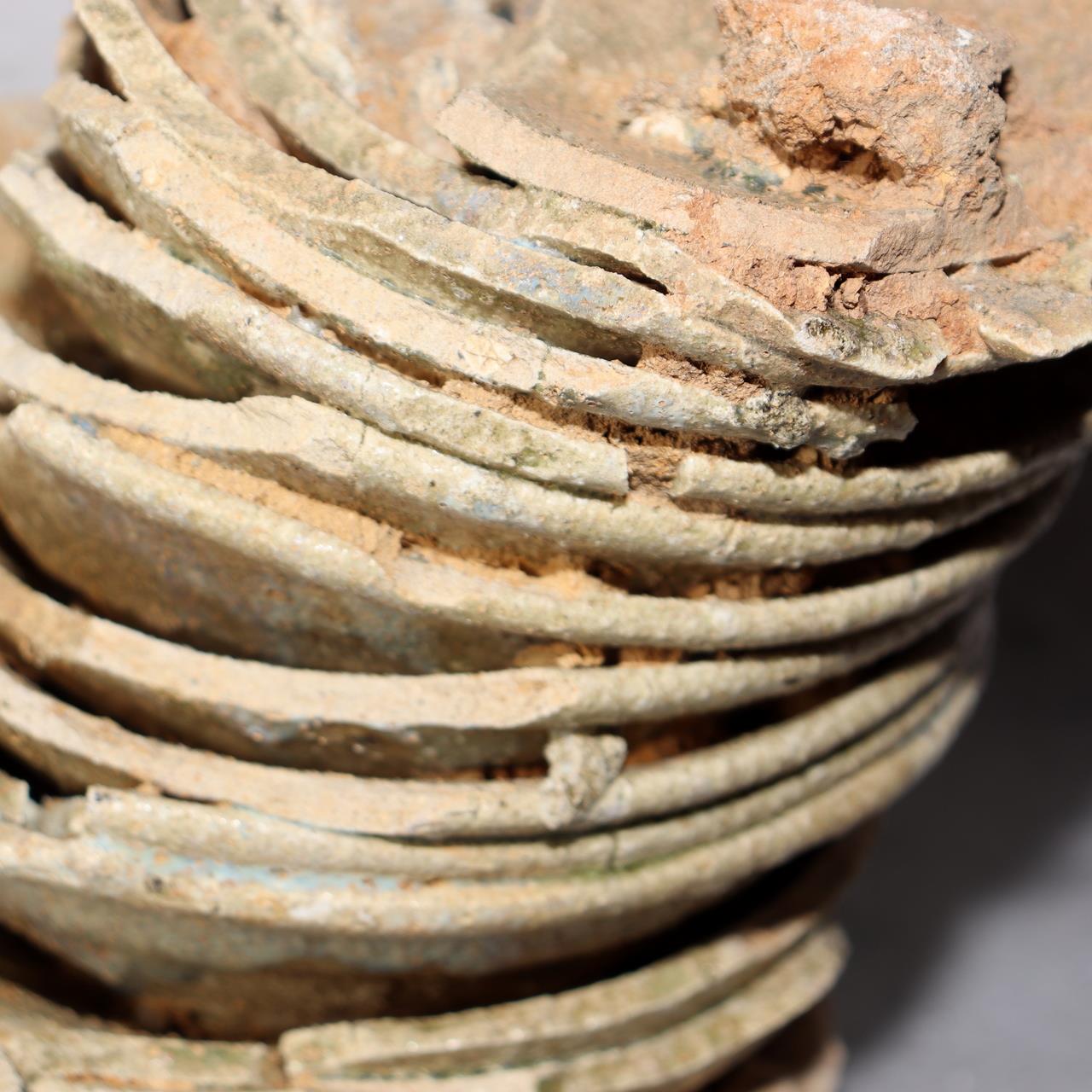 Japanese Antique Sanage Kiln Gray Glazed Yama Chawan Fragment Pottery PCP270 -314