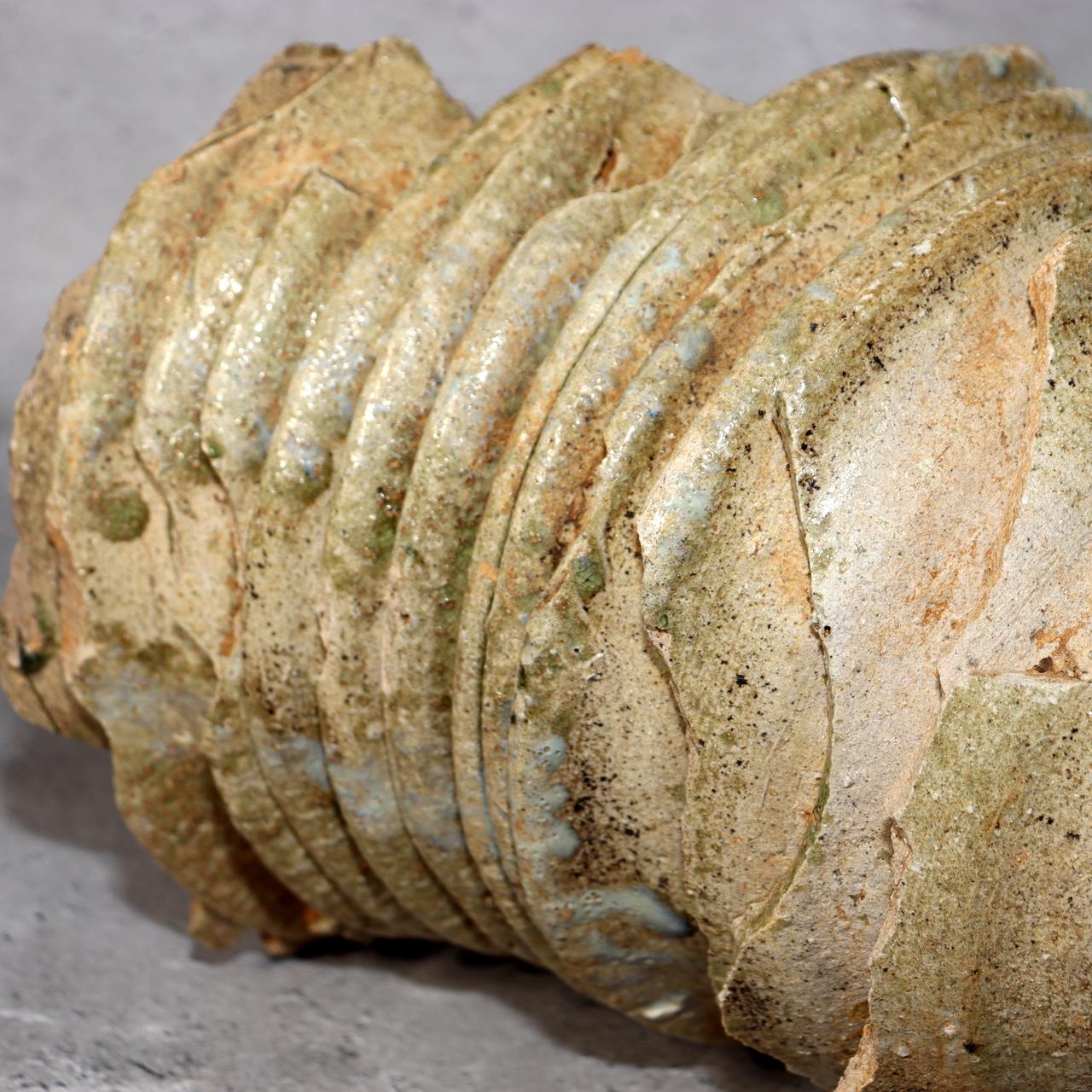 Japanese Antique Sanage Kiln Gray Glazed Yama Chawan Fragment Pottery PCP270 -317