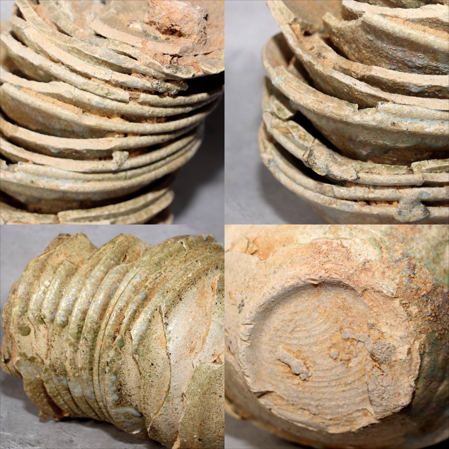 Japanese Antique Sanage Kiln Gray Glazed Yama Chawan Fragment Pottery PCP270 -39