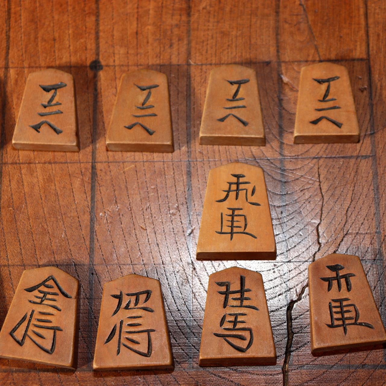 Japanese Antique Wooden Shogi Board with Pieces Go Game Meiji to Early Showa Era4