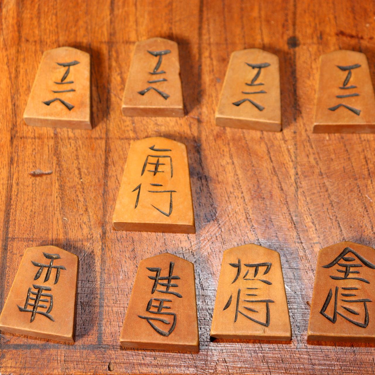 Japanese Antique Wooden Shogi Board with Pieces Go Game Meiji to Early Showa Era5
