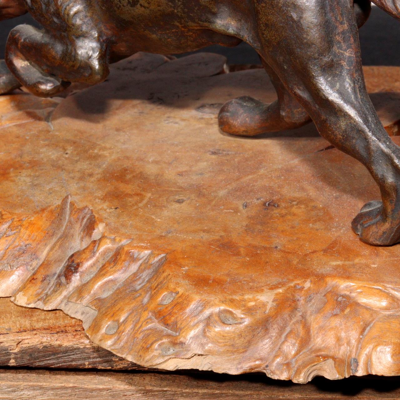 Japanese Vintage Bronze Bloodhound Coonhound Dog Figurine Hunting10