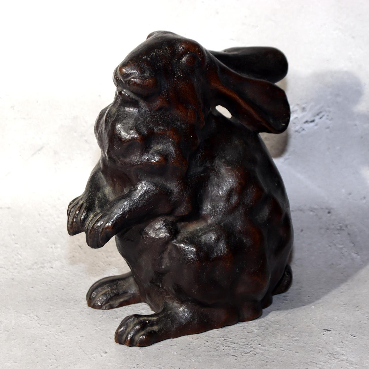 Japanese Bronze Rabbit Figurine Sculpture Ornament Art Work signed BOS9721