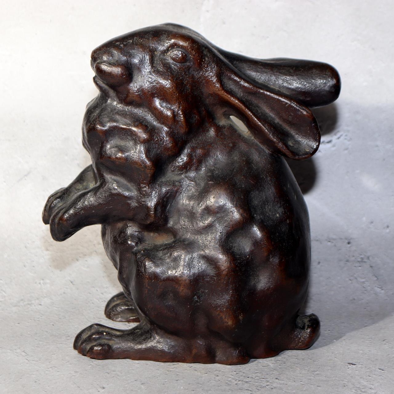 Japanese Bronze Rabbit Figurine Sculpture Ornament Art Work signed BOS9720