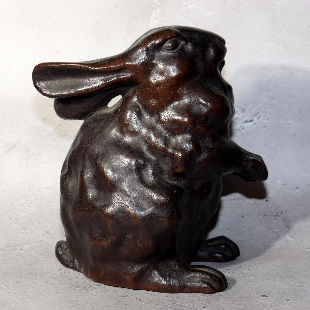 Japanese Bronze Rabbit Figurine Sculpture Ornament Art Work signed BOS9723