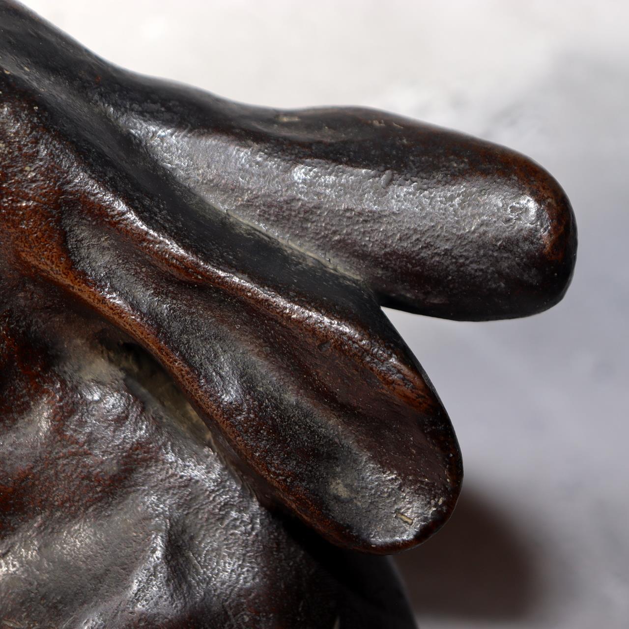 Japanese Bronze Rabbit Figurine Sculpture Ornament Art Work signed BOS97213