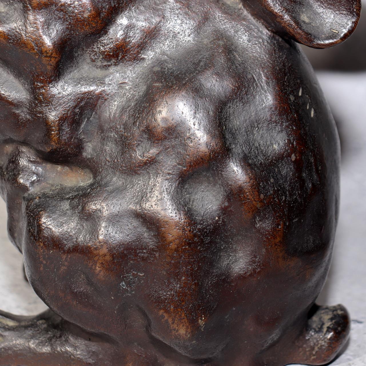 Japanese Bronze Rabbit Figurine Sculpture Ornament Art Work signed BOS97215