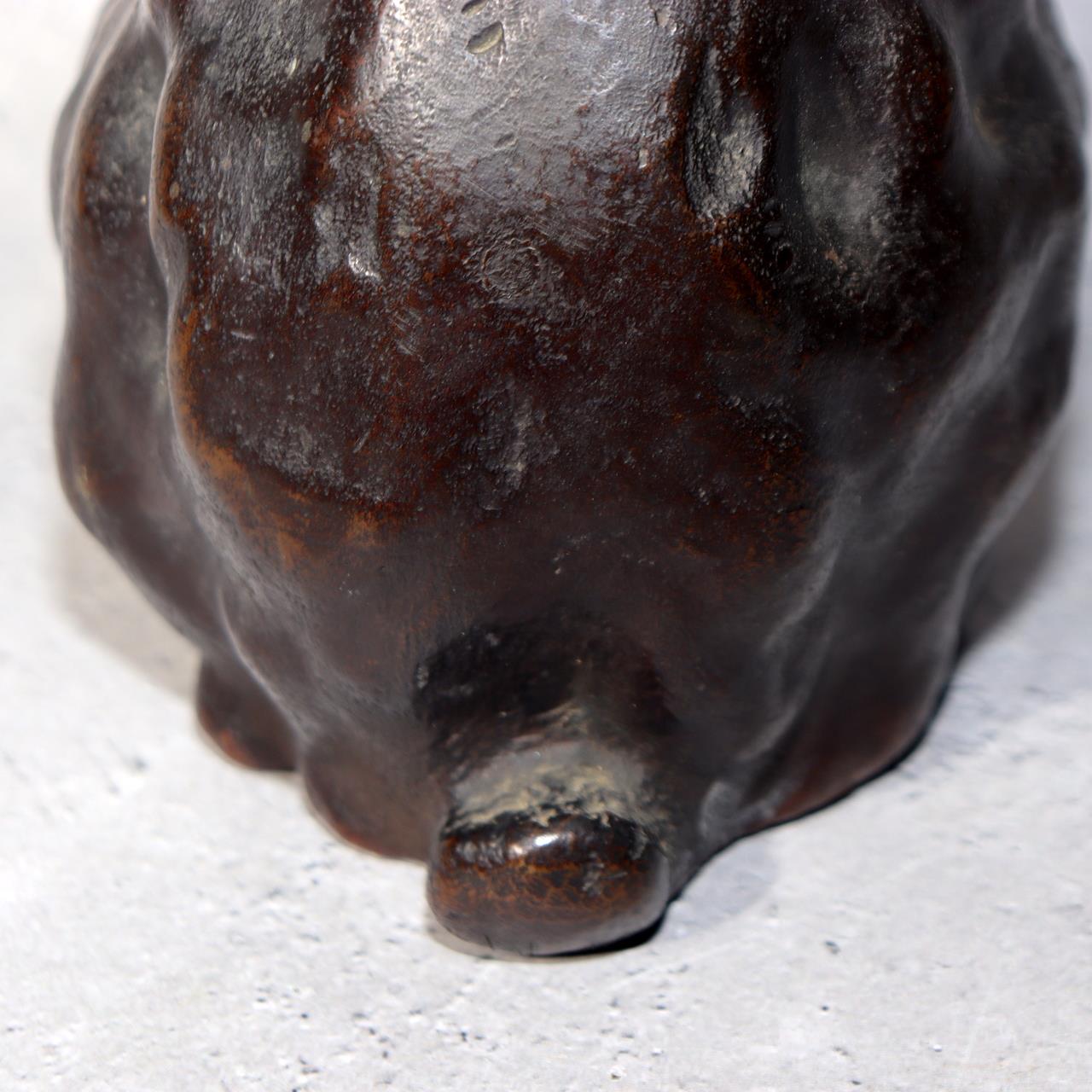 Japanese Bronze Rabbit Figurine Sculpture Ornament Art Work signed BOS97222