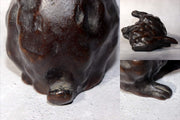 Japanese Bronze Rabbit Figurine Sculpture Ornament Art Work signed BOS9729