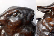 Japanese Bronze Rabbit Figurine Sculpture Ornament Art Work signed BOS9728