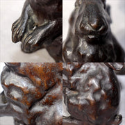 Japanese Bronze Rabbit Figurine Sculpture Ornament Art Work signed BOS9727