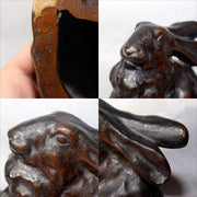 Japanese Bronze Rabbit Figurine Sculpture Ornament Art Work signed BOS9726
