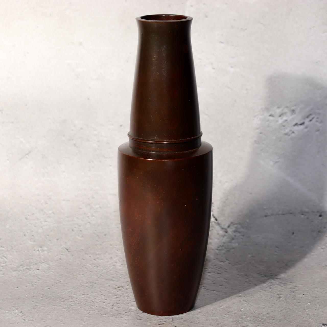 Japanese Bronze Flower Vase Signed artist Tomiyasu Aida Metal Art Ikebana BV6881