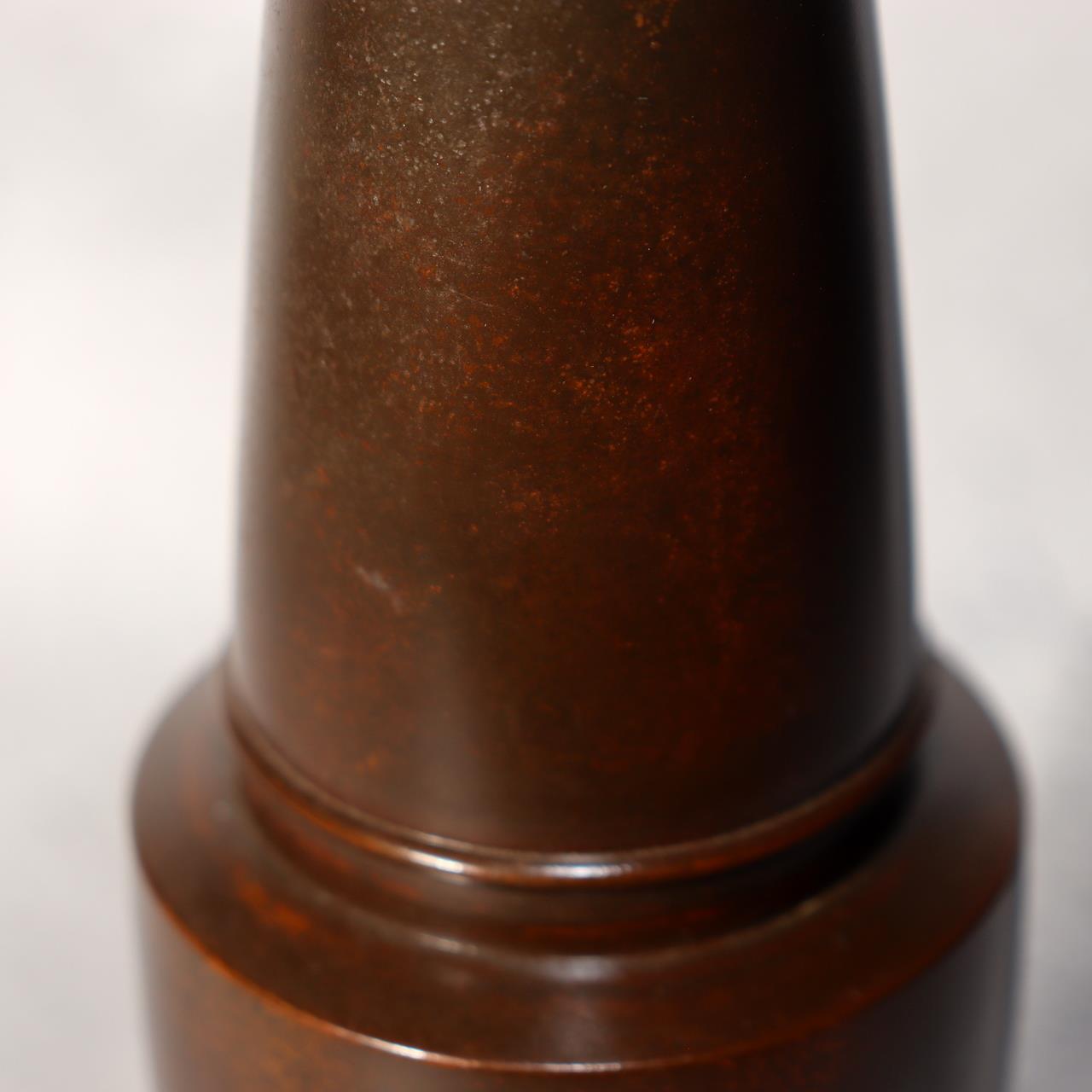 Japanese Bronze Flower Vase Signed artist Tomiyasu Aida Metal Art Ikebana BV6887