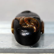 Japanese Edo Period Sword Fitting Kashira Bronze Shell Design Tsuba Part VG4064